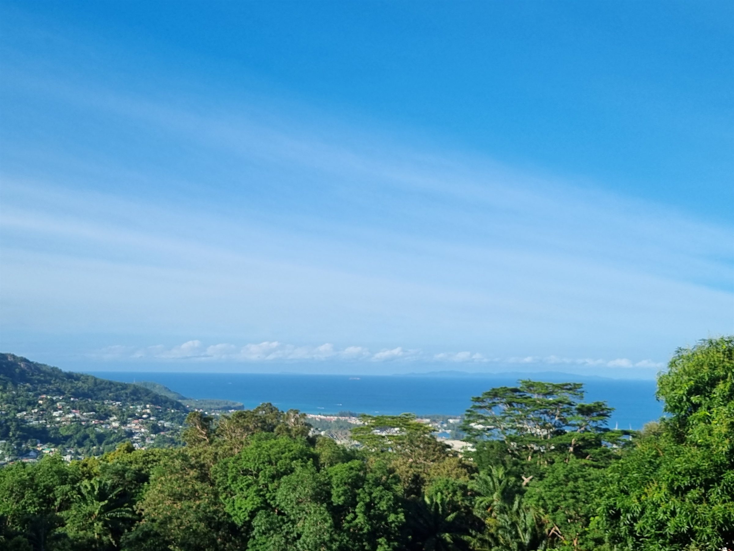 Tropical hillside view over the Seychelles